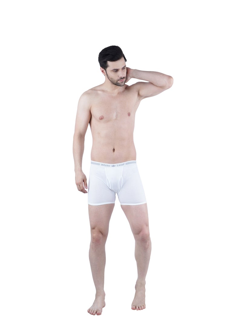 WHITE LEAF Men's Trunk (Pack of 3) – 100% Combed Cotton Comfortable Breathable Innerwear - White - Image 2