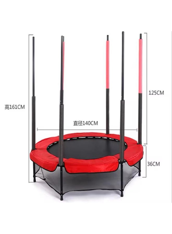ضحكة  ترامبولين للأطفال مع شبكة حماية محيطة - نطيطة قفز دائرية آمنة للمنزل والحديقة (55 بوصة / 140 سم) - إطار معدني قوي مع مدخل بسحاب - أحمر - Image 2