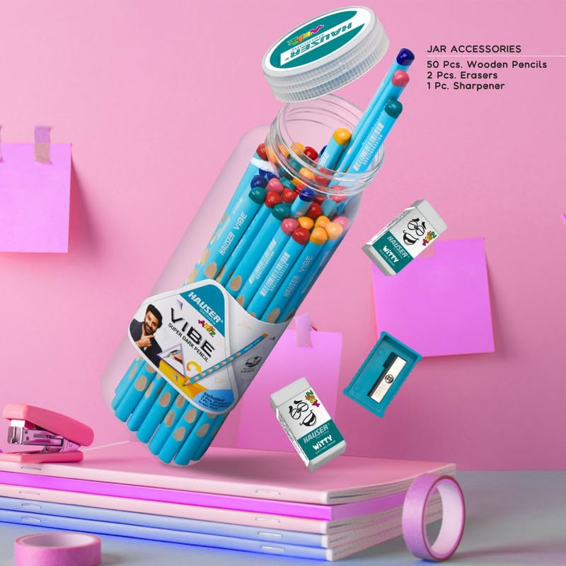 HAUSER ARTZ VIBE PENCIL 50PCS Multicolor Pencils | Extra Dark Lead for Smooth Writing | Ideal for Kids School Use & Drawing - Image 3