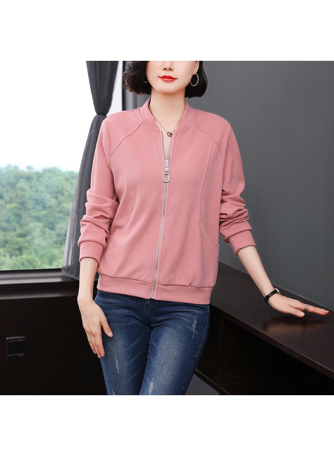 Zipper Casual Sports Baseball Suit Jacket Women's Spring Clothes Plus Size Girl Mom Top Workwear Jacket Cardigan 