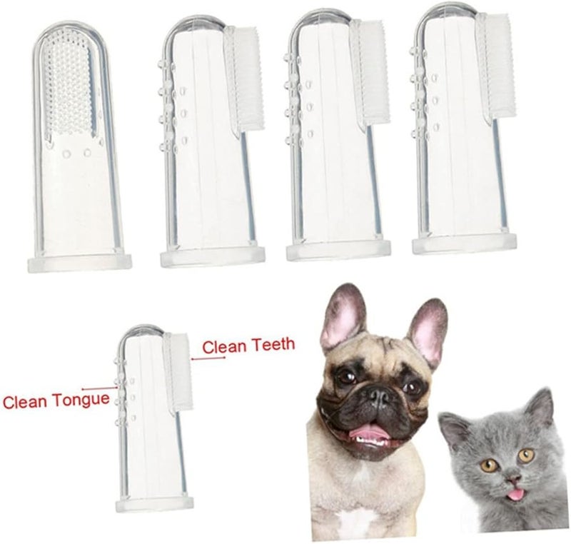 فرشاة أسنان سيليكون ناعمة للإصبع للكلاب والقطط 4 قطع سهلة الاستخدام للعناية بأسنان الحيوانات الأليفة - Image 4