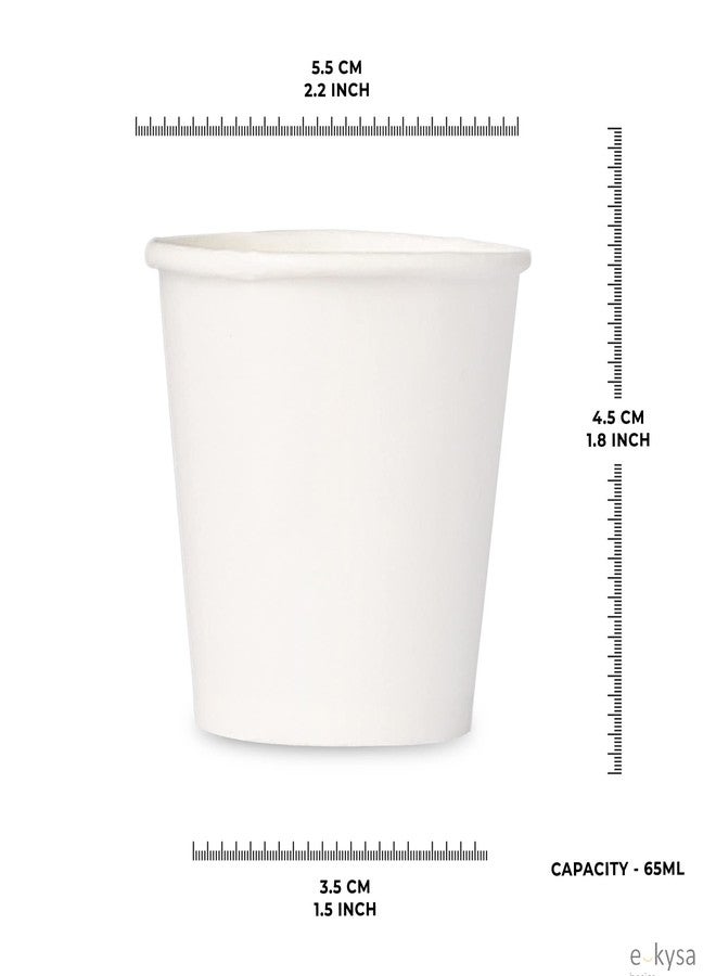 e kysa basics ekysa Basics Paper Disposable Tea/Coffee Cups – 65 ml, Eco-Friendly, Leak-Resistant, Ideal for Hot Beverages, White, Pack of 100 - Image 2