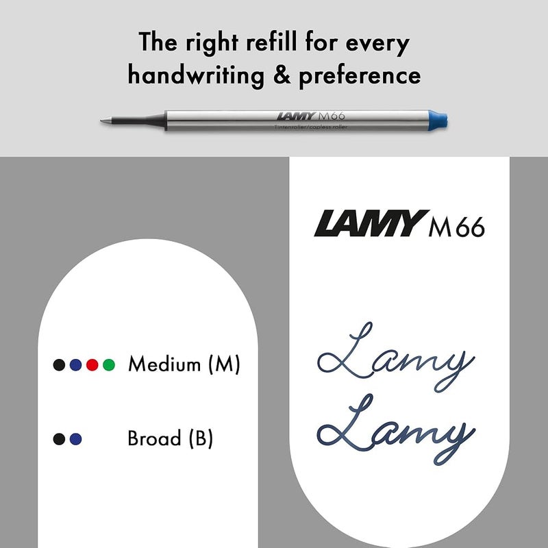 Lamy swift anthracite - modest rollerball pen with a smooth writing experience - robust metal casing & line width B M 66 rollerball refill in blue - Image 3