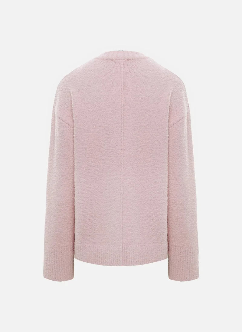 Lichi Textured knitted jumper with ribbed details