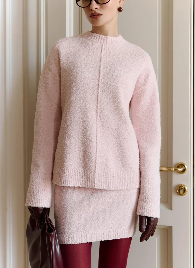 Textured knitted jumper with ribbed details