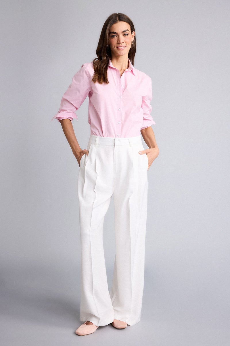 DeFacto Pink Woman Oversize Fit Shirt Collar Poplin Long Sleeve Shirt Casual - Image 2