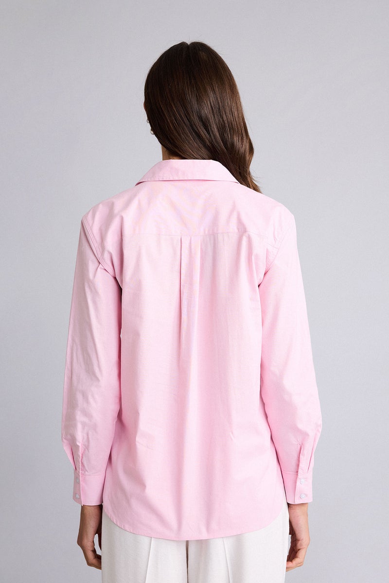 DeFacto Pink Woman Oversize Fit Shirt Collar Poplin Long Sleeve Shirt Casual - Image 5