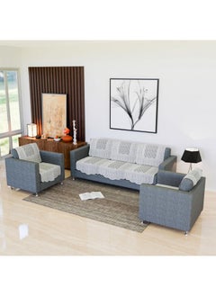 Kuber Industries Kuber Industries Sofa Cover | Net Sofa Slipcover Set | 5 Seater Sofa Cover for Hall | Couch Sofa Cover Set | Sofa Cover for Home | Sofa Cover for Living Room | Zig Zag Printed | White  - Image 1