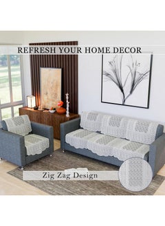 Kuber Industries Kuber Industries Sofa Cover | Net Sofa Slipcover Set | 5 Seater Sofa Cover for Hall | Couch Sofa Cover Set | Sofa Cover for Home | Sofa Cover for Living Room | Zig Zag Printed | White  - Image 4
