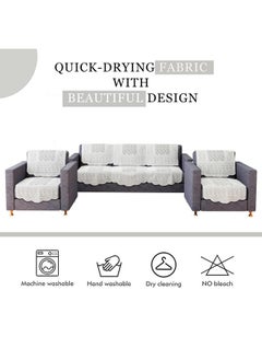 Kuber Industries Kuber Industries Sofa Cover | Net Sofa Slipcover Set | 5 Seater Sofa Cover for Hall | Couch Sofa Cover Set | Sofa Cover for Home | Sofa Cover for Living Room | Zig Zag Printed | White  - Image 5