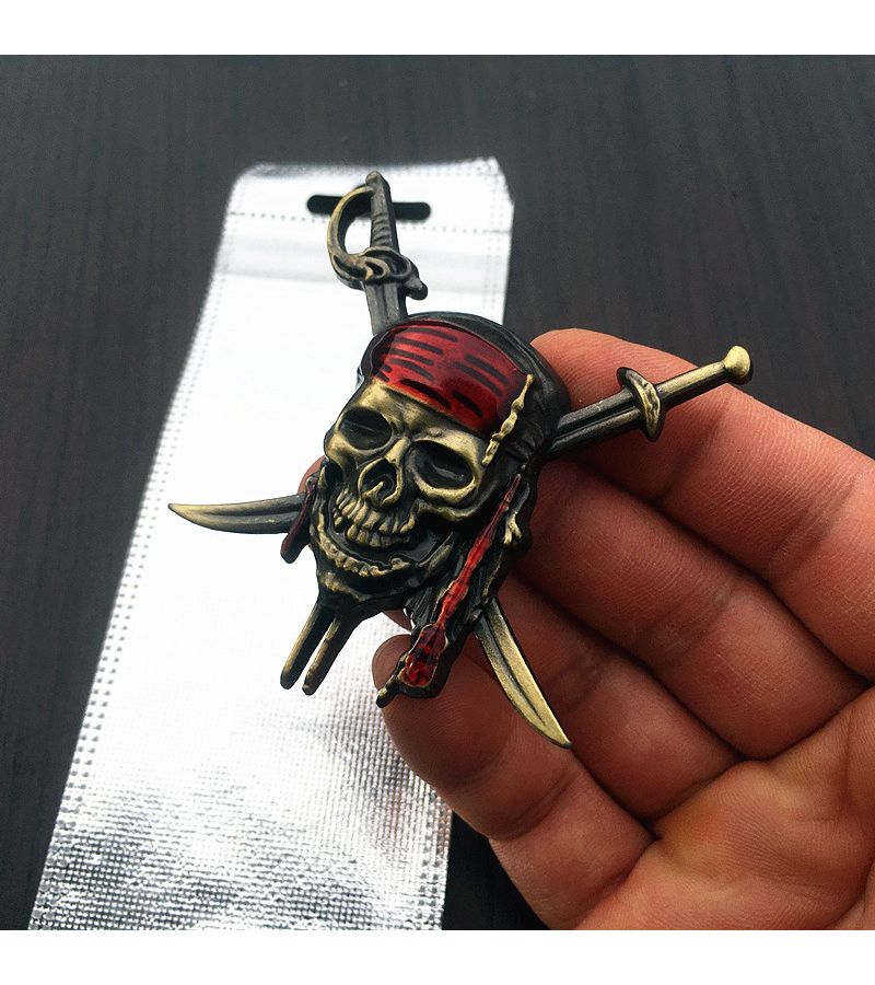 Gray Copper 3D Pirate Metal Skull Car Badge Bumper Sticker Rear Captain Decorative - Image 4