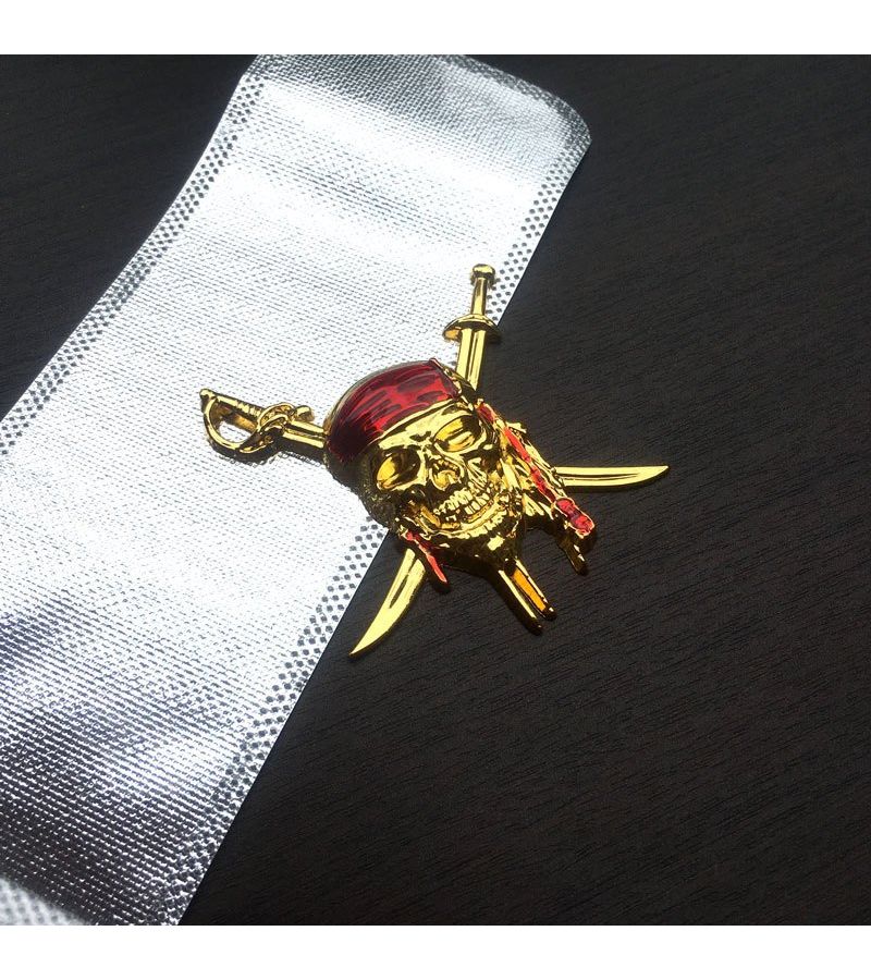 Gray Copper 3D Pirate Metal Skull Car Badge Bumper Sticker Rear Captain Decorative - Image 3