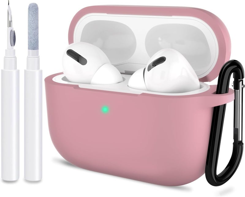 ATUAT for AirPods Pro 1st/2nd Generation Case Cover, Protective Silicone Skin Accessories with Keychain for Women Men for Apple AirPods Pro 2019/2022 Charging Case,Front LED Visible-Bean Pink - Image 1
