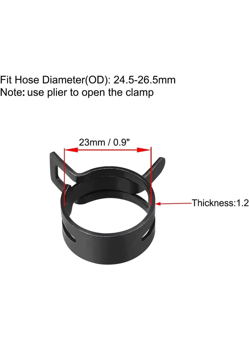 الصلب الفرقة المشبك 23mm الداخلية Dia تناسب 24.5-26.5mm OD خرطوم خط الوقود أنبوب السيليكون الربيع المقاطع المشبك الأسود المنغنيز الصلب 5pcs - Image 3