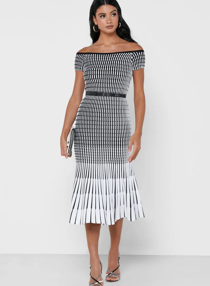 ted baker striped knit dress Textured Stripe Knit Sleeveless Midi Dress | Dilylaa