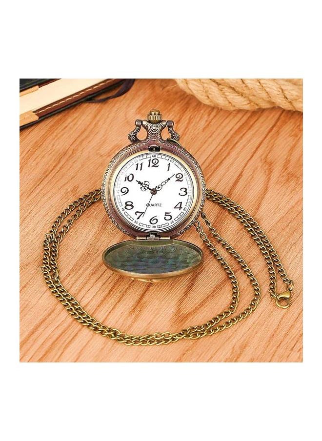 YASH - Yash Classic Bronze Train Themed Quartz Pocket Watch - Image 1