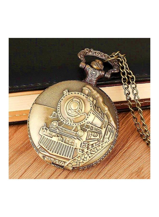 YASH - Yash Classic Bronze Train Themed Quartz Pocket Watch - Image 1
