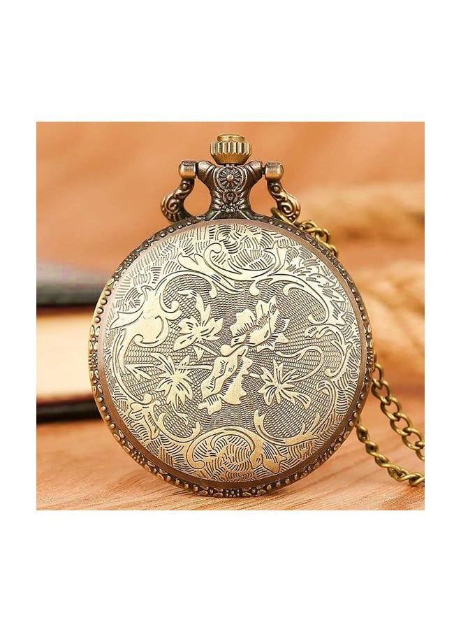 YASH - Yash Classic Bronze Train Themed Quartz Pocket Watch - Image 1