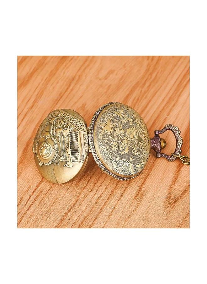 YASH - Yash Classic Bronze Train Themed Quartz Pocket Watch - Image 1