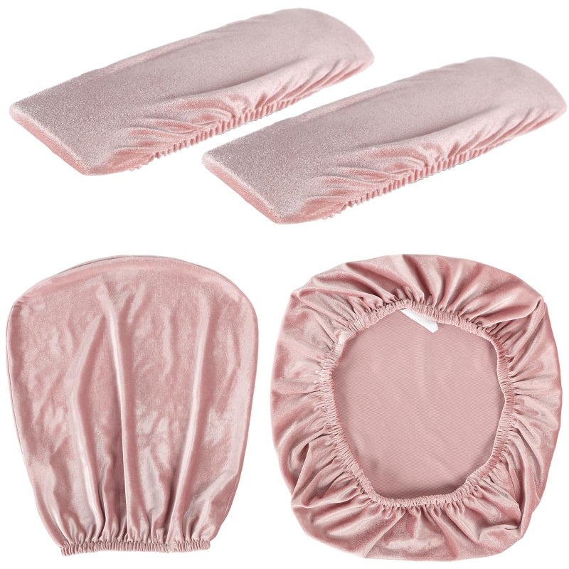 Tallew 4 Pcs Office Chair Covers Set Computer Universal Protective Stretchable Chair Seat Covers Desk Armrest Slipcovers Pads Office Cushion Backrest for Rotating(Light Pink) - Image 2