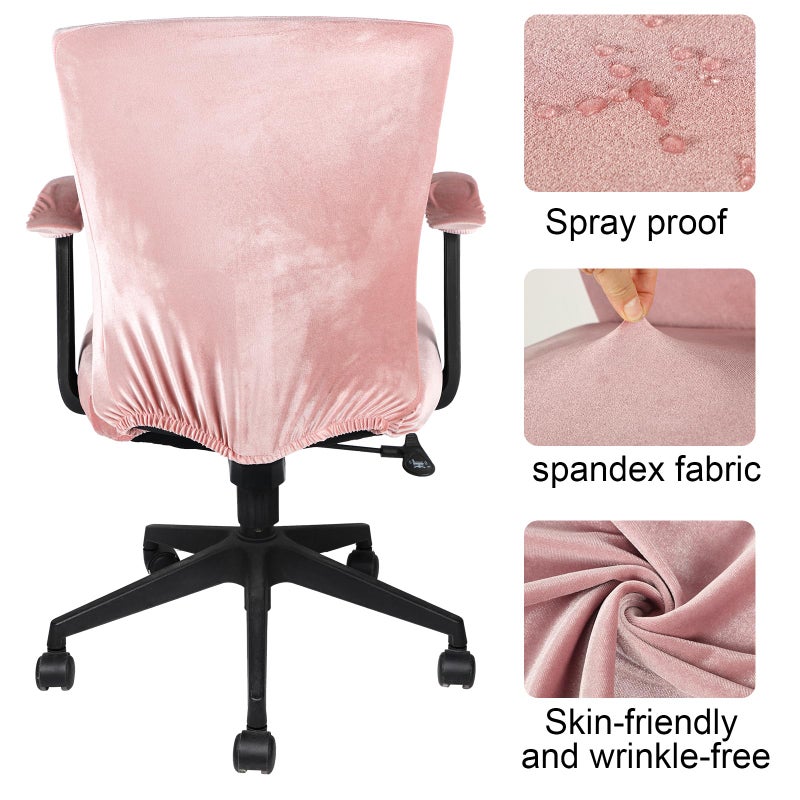 Tallew 4 Pcs Office Chair Covers Set Computer Universal Protective Stretchable Chair Seat Covers Desk Armrest Slipcovers Pads Office Cushion Backrest for Rotating(Light Pink) - Image 5