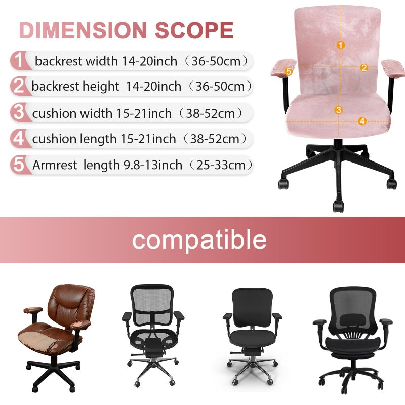Tallew 4 Pcs Office Chair Covers Set Computer Universal Protective Stretchable Chair Seat Covers Desk Armrest Slipcovers Pads Office Cushion Backrest for Rotating(Light Pink) - Image 4