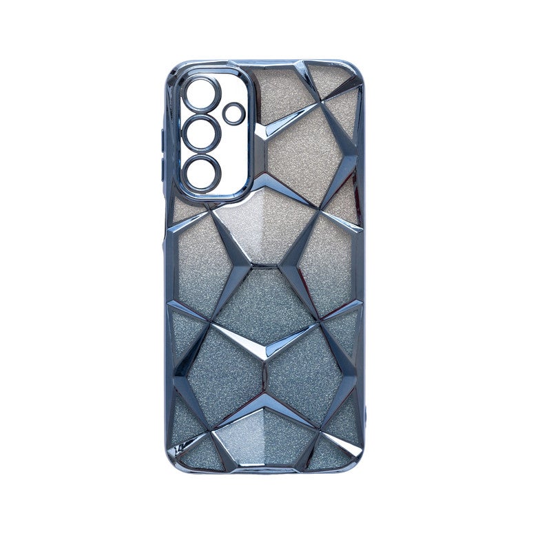 Back Cover Compatible With Samsung A15, Transparent Girly Soft Cover With Glitter And Camera Protection - Sky Blue