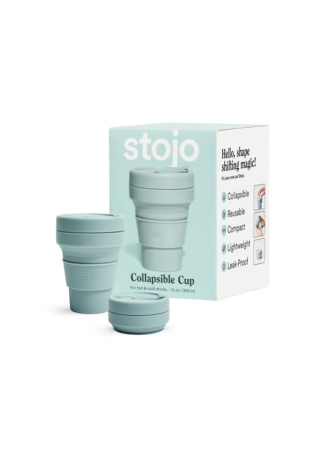 Stojo STOJO Collapsible Travel Cup - Carnation Pink, 12oz / 355ml - Leak-Proof Reusable To-Go Pocket Size Silicone Bottle for Hot & Cold Drinks - Camping & Hiking - Dishwasher Safe - No Straw Included  - Image 1