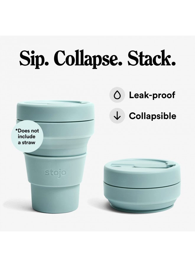 Stojo STOJO Collapsible Travel Cup - Carnation Pink, 12oz / 355ml - Leak-Proof Reusable To-Go Pocket Size Silicone Bottle for Hot & Cold Drinks - Camping & Hiking - Dishwasher Safe - No Straw Included  - Image 3