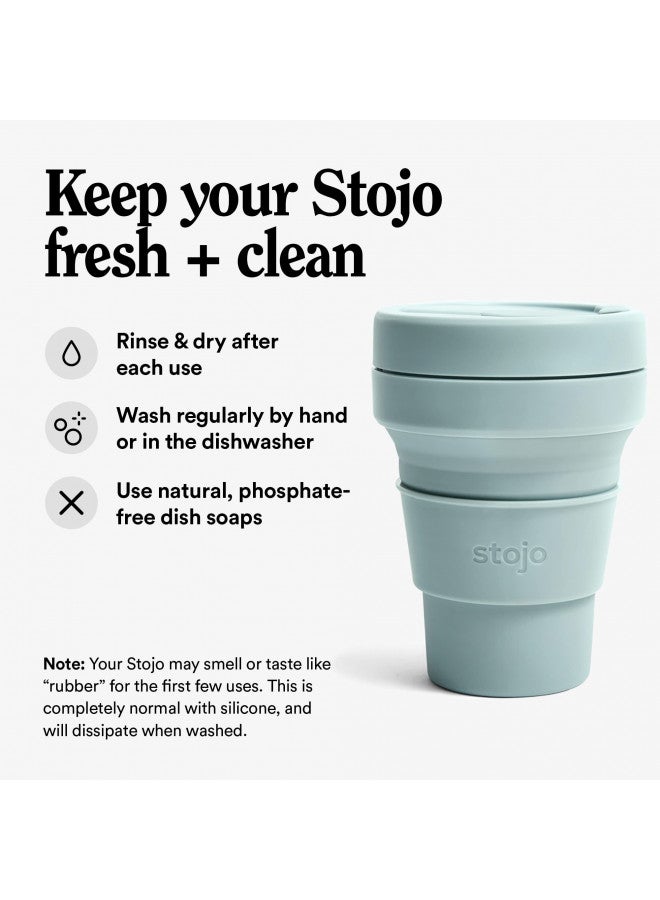 Stojo STOJO Collapsible Travel Cup - Carnation Pink, 12oz / 355ml - Leak-Proof Reusable To-Go Pocket Size Silicone Bottle for Hot & Cold Drinks - Camping & Hiking - Dishwasher Safe - No Straw Included  - Image 4