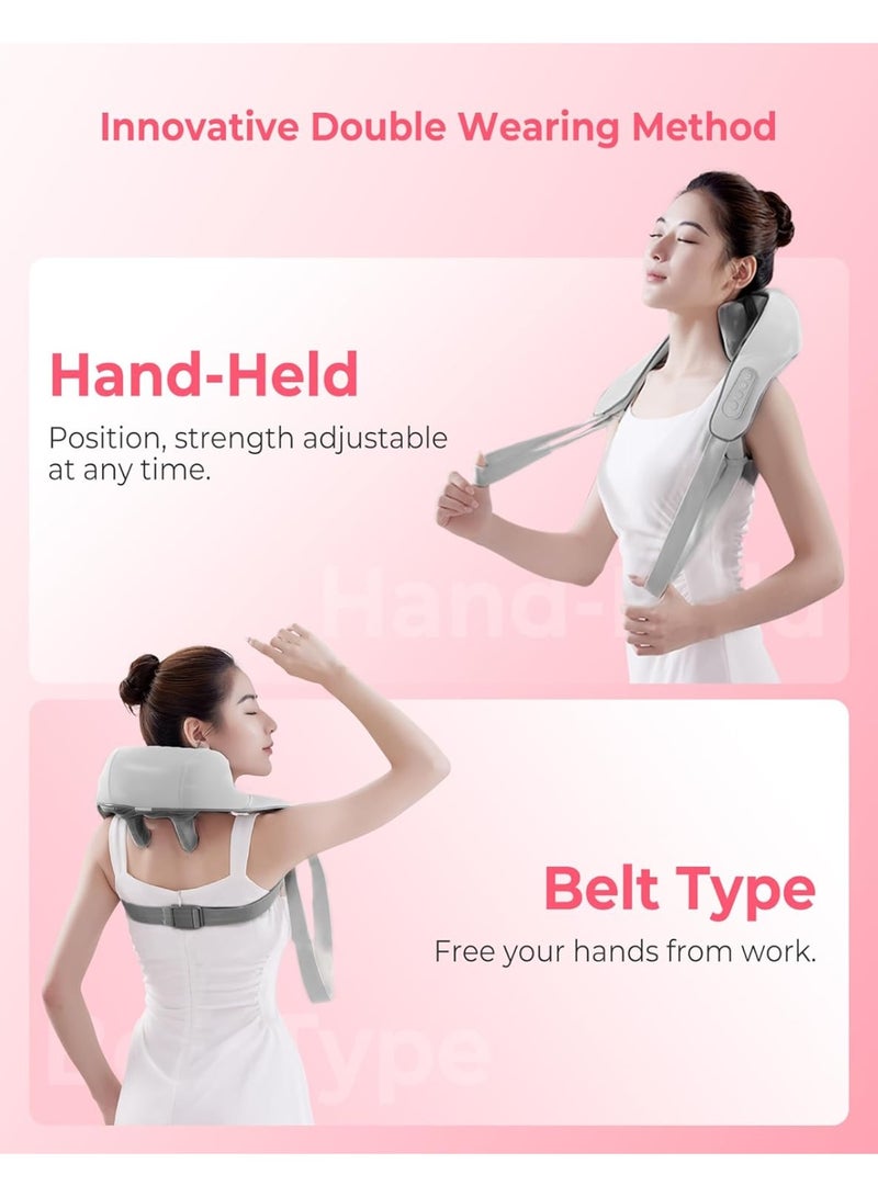 جهاز مساج الرقبة والظهر اللاسلكي بخاصية التدفئة - تقنية تدليك 6D للأنسجة العميقة - جهاز كهربائي حراري لتسكين آلام الفقرات والعضلات - Image 2