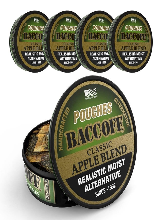 BACC OFF 5 Cans, BaccOff Apple Pouches, Black Tea Base with Crisp, Sour Apple and Dark, Classic Flavors, 16 Pouches Per Can - Image 1