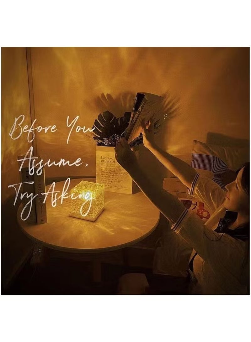 Raxoom Square Water Ripple Atmosphere Light Night Light Flame Aurora Dynamic Desk Lamp Wooden Base 16 Colors - Image 2