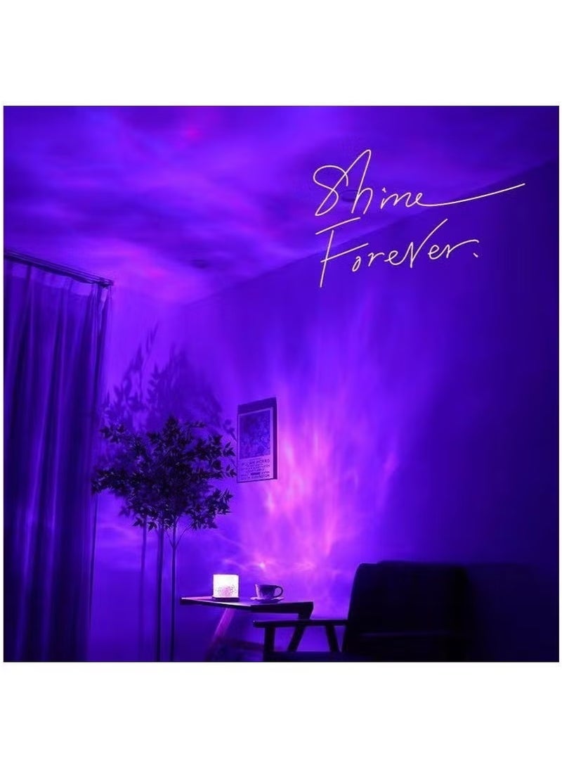 Raxoom Square Water Ripple Atmosphere Light Night Light Flame Aurora Dynamic Desk Lamp Wooden Base 16 Colors - Image 3