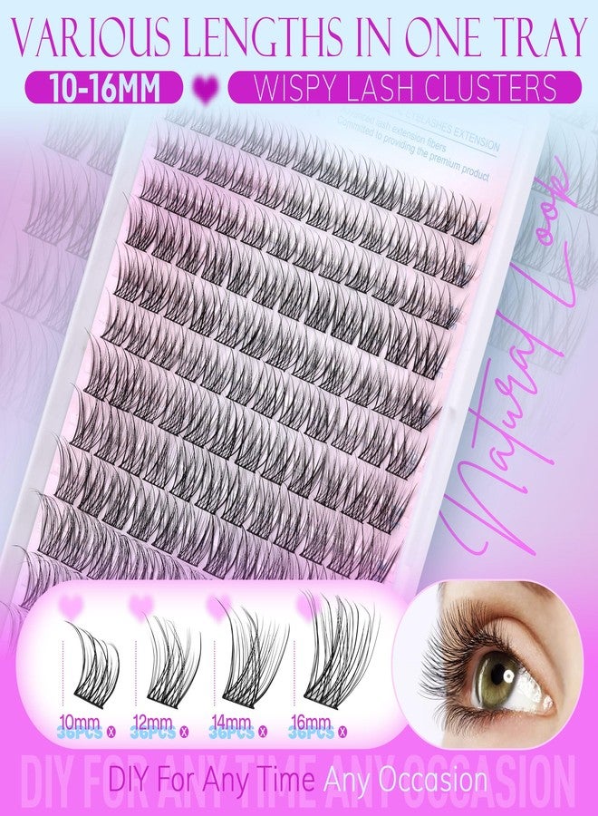 Pawotence Wispy Lash Clusters Natural Cluster Lashes Extension DIY Natural Eyelash Clusters Extension 10-16mm Individual Lashes False Eyelashes Wispy Soft Cluster Eyelash Extensions - Image 3