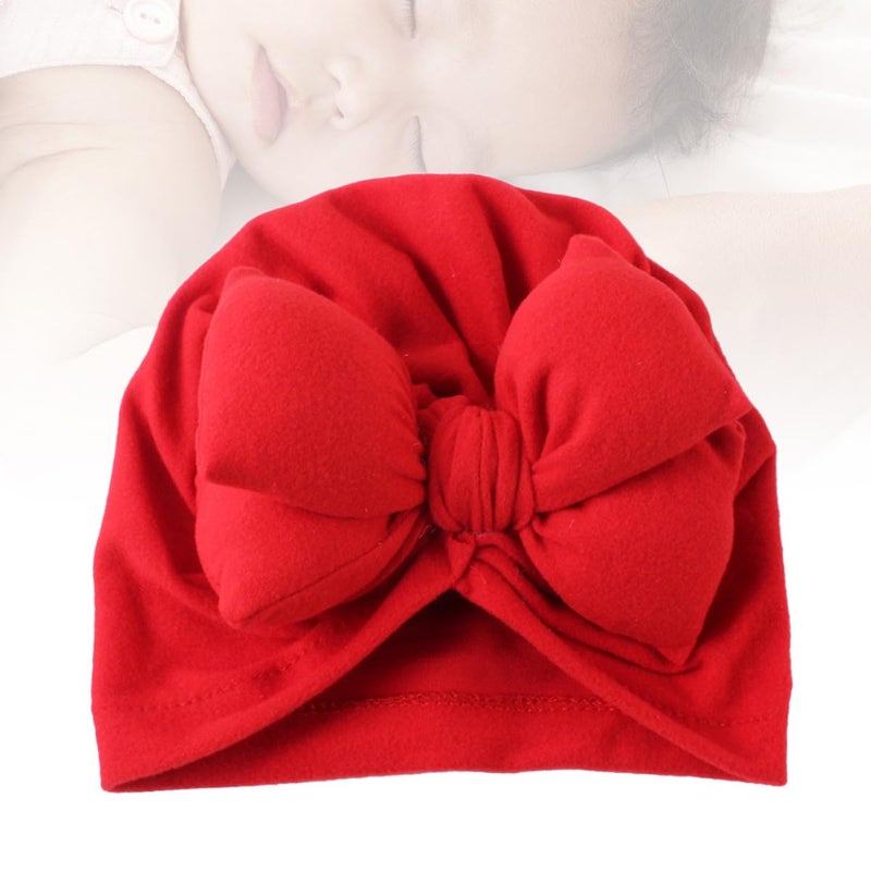 Red Bowknot Hat For Newborns And Infants Soft Headdress Photo Prop Hospital Use - Image 5