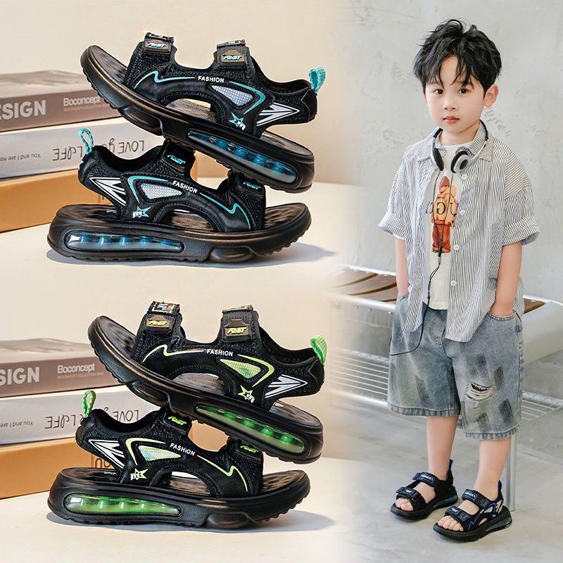 Children'S Sandals Boys Summer Student Super Soft Medium And Large Children'S Men'S Sports Soft Sole Boys Beach Shoes - Image 2