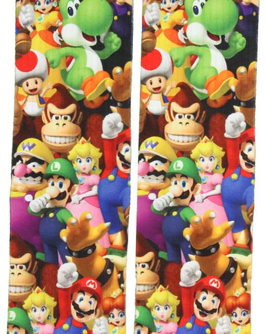 Bioworld Nintendo Mario Bros. Collage Group Photo Premium Sublimated Crew Socks 10-13 - Image 3