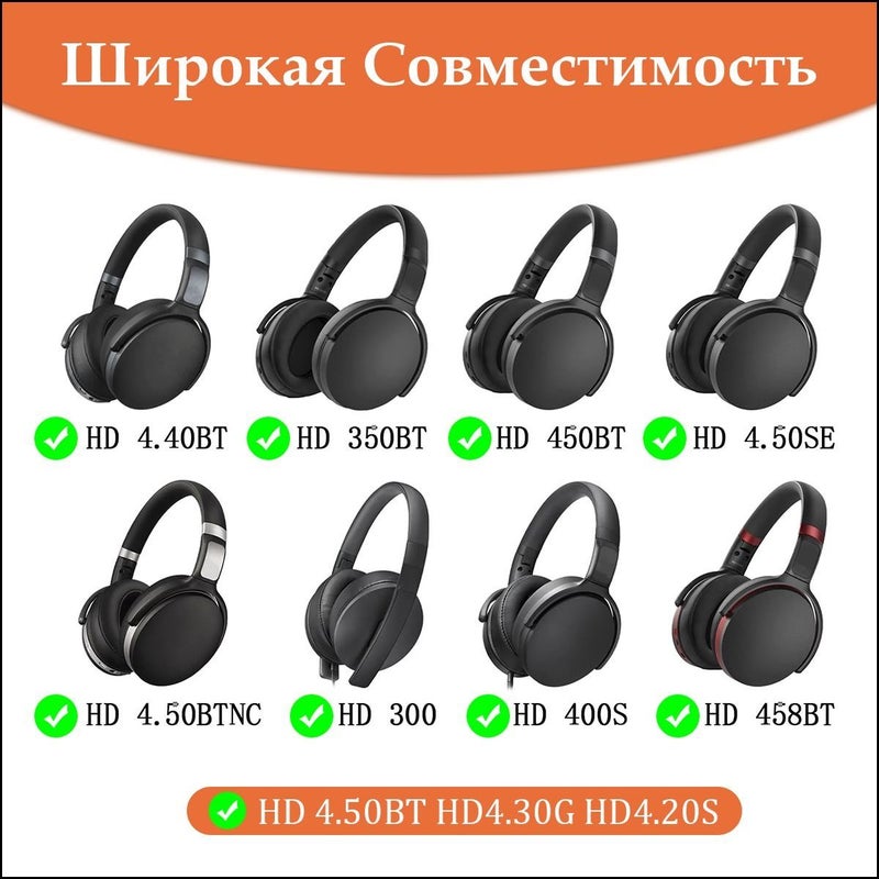 Replacement Earmuffs: 2-Piece White Premium Protein Leather Soft Sponge Pads - Perfect Fit Noise Isolation Cushions for Sennheiser HD4.50 BTNC HD4.40BT HD350 HD458 Headphones - Image 3