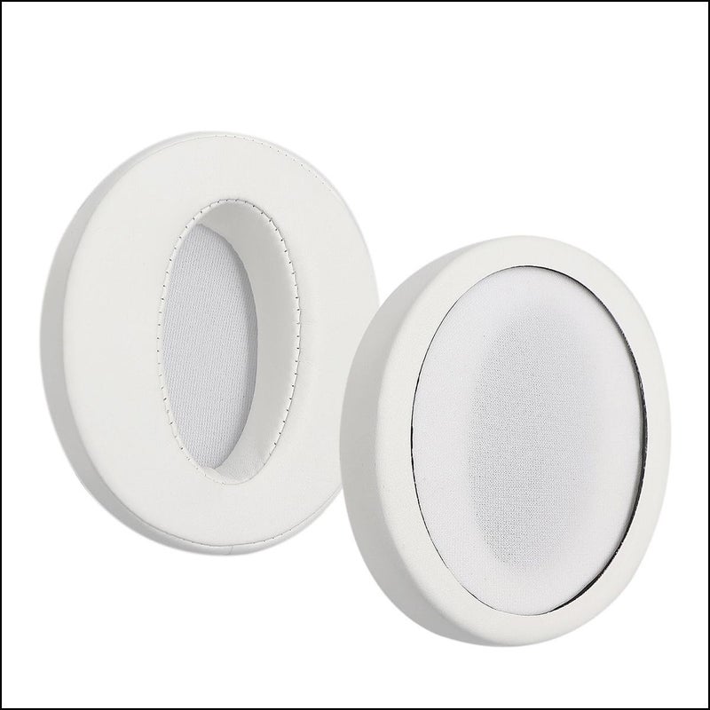 Replacement Earmuffs: 2-Piece White Premium Protein Leather Soft Sponge Pads - Perfect Fit Noise Isolation Cushions for Sennheiser HD4.50 BTNC HD4.40BT HD350 HD458 Headphones - Image 1