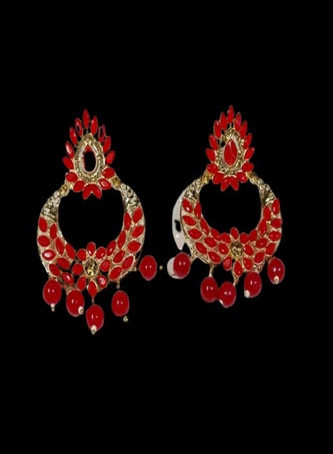 Bhumi Creation Ethnic Meenakari Kundan Chaand Traditional Earrings for Women and Girls Alloy Chandbali Earring - Image 4
