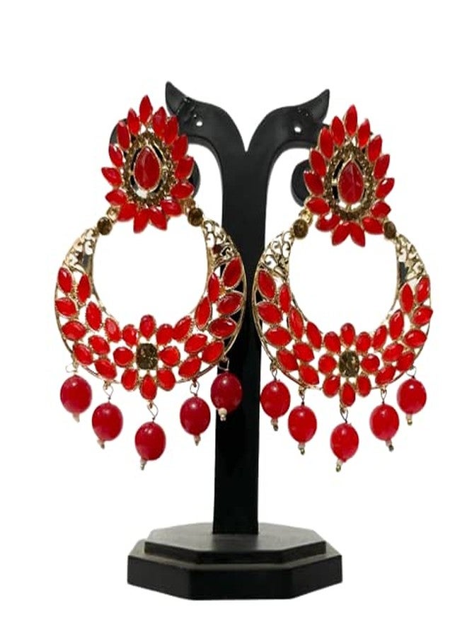 Bhumi Creation Ethnic Meenakari Kundan Chaand Traditional Earrings for Women and Girls Alloy Chandbali Earring - Image 2