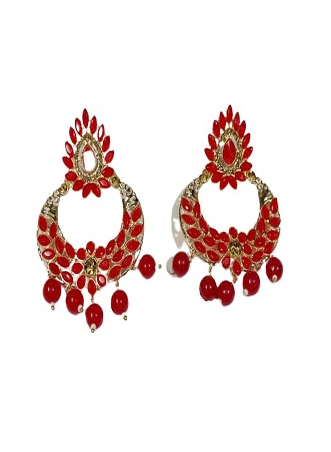 Bhumi Creation Ethnic Meenakari Kundan Chaand Traditional Earrings for Women and Girls Alloy Chandbali Earring - Image 1