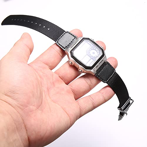 MCXGL Nylon watch strap for Casio AE1200WH AE-1000 SGW-300H SGW-400 AQ-S810W 18mm Men's Replacement Leather Watch band stainless steel ring - ArmyGreen - Image 3