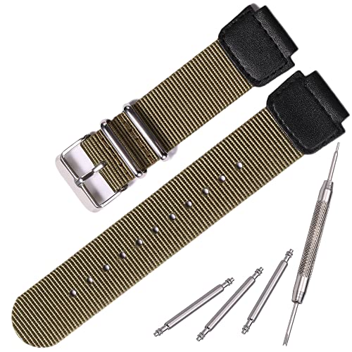 MCXGL Nylon watch strap for Casio AE1200WH AE-1000 SGW-300H SGW-400 AQ-S810W 18mm Men's Replacement Leather Watch band stainless steel ring - ArmyGreen - Image 1