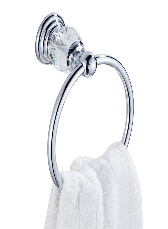 BATHSIR Crystal Towel Ring, Bathroom Hand Towel Holder Chrome Towel Rack Accessories Wall Mounted, Polished - Image 1