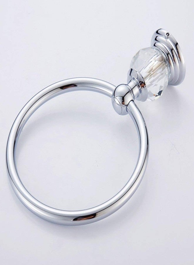 BATHSIR Crystal Towel Ring, Bathroom Hand Towel Holder Chrome Towel Rack Accessories Wall Mounted, Polished - Image 4