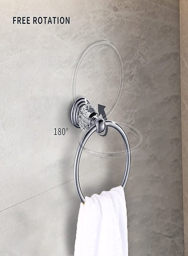 BATHSIR Crystal Towel Ring, Bathroom Hand Towel Holder Chrome Towel Rack Accessories Wall Mounted, Polished - Image 3