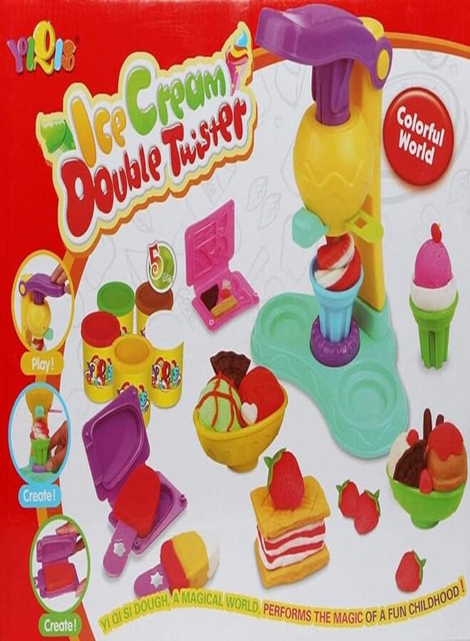 DUBKART 18-Piece Ice Cream Double Twister Set Multicolored 3+ Years Premium Quality Material 13.38x2.83x10.62inch