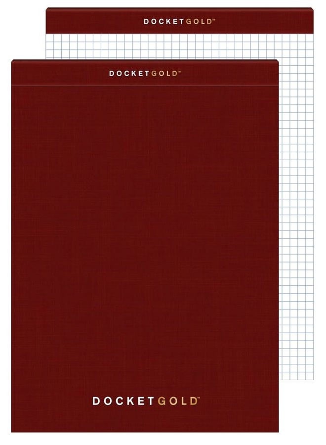 TOPS Docket Gold Graph Pads, 8-1/2" x 11-3/4", 4 x 4 Graph with Narrow Rule Back, Burgundy Cover, 80 Sheets (63752),White - Image 1